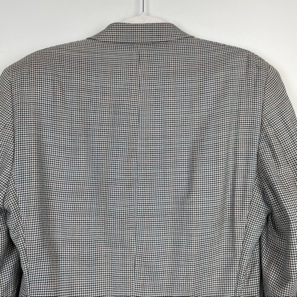 Vintage Boyfriend Blazer Academia Padded Shoulder Houndstooth Wool - Picture 11 of 14